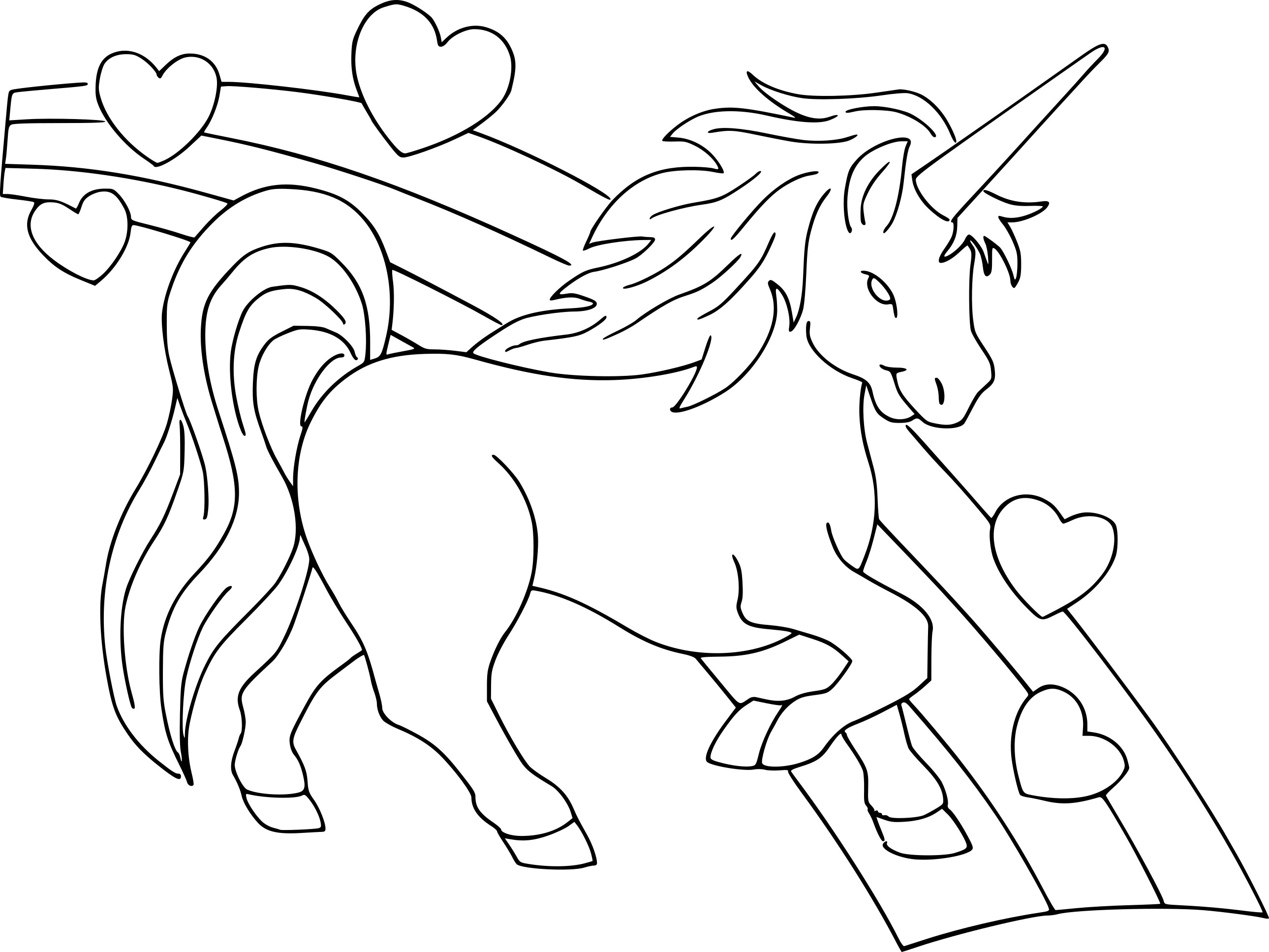 Coloriage Dessin Licorne Cœur Arc En Ciel - Dessin à imprimer